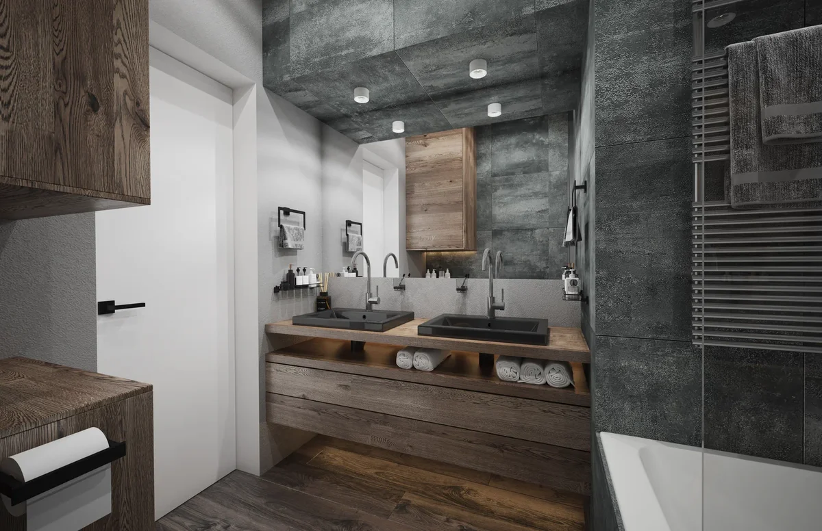 Стиль лофт в ванной
